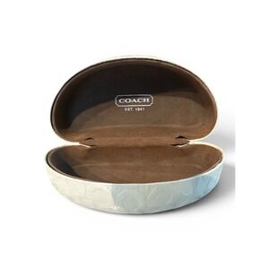 COACH Sunglasses Eyeglasses White Clam Shell Hard Case Embossed